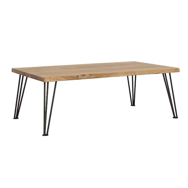 Coaster Zander 50 in. Natural and Matte Black Rectangle Wooden Top Coffee Table with Hairpin Leg
