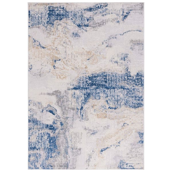 Palma 9 ft. x 12 ft. Beige/Blue Striped High-Low Area Rug