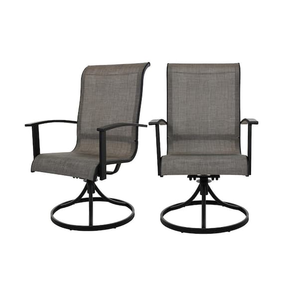 Clihome 2-Piece All Iron Removable Teslin Swivel Dining Chair Dark Gray ...