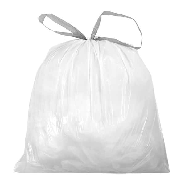 Plasticplace Trash Bags simplehuman (X) Code J Compatible (50 Count) White Drawstring Garbage Liners 10-10.5 Gallon / 38-40 Liter 21 x 28