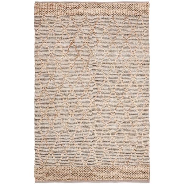 SAFAVIEH Natural Fiber Silver 9 ft. x 12 ft. Geometric Area Rug