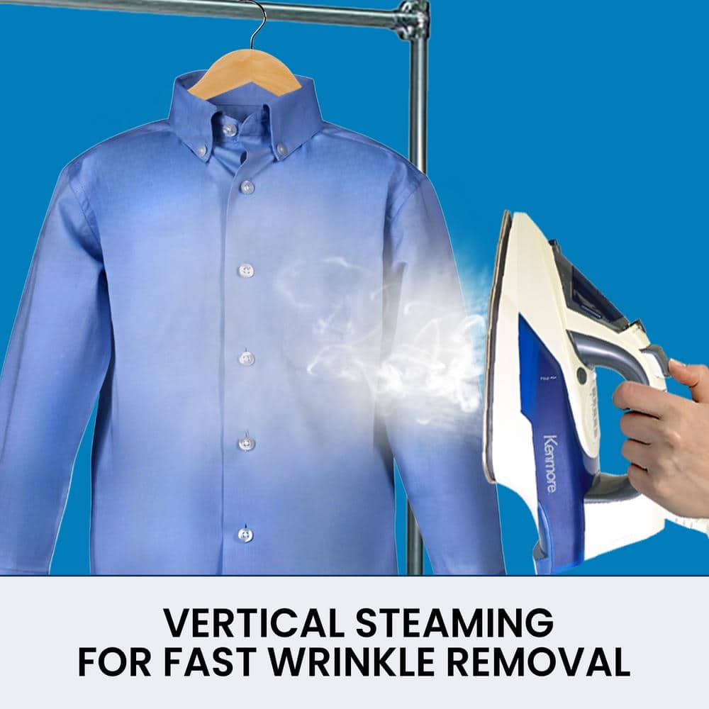 Kenmore White and Blue Digital Steam Iron with Stainless Steel Soleplate