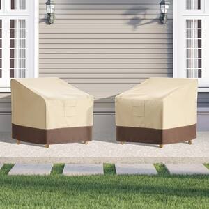 32.2 in. W x 34.2 in. D x 36.2 in. H 600D Oxford Fabric Patio Chair Cover (2-Pack, Beige and Brown)