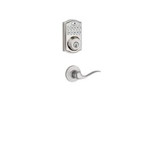 Z-Wave SmartCode Satin Nickel Single Cylinder Keypad Electronic Deadbolt featuring Tustin Hall/Closet Lever