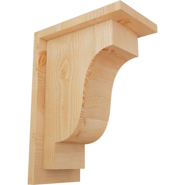 Ekena Millwork 6 in. x 10 in. x 14 in. Douglas Fir Newport Rough Sawn Corbel with Backplate