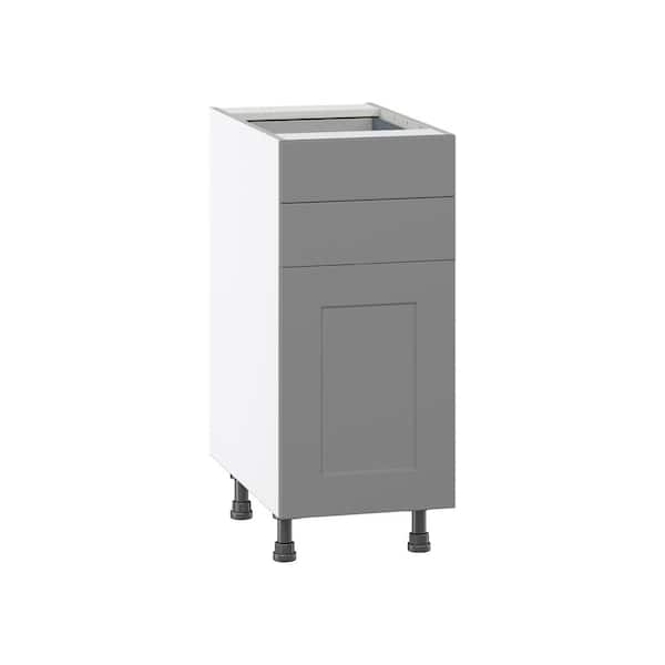 J COLLECTION Roseland 15 in. W x 24 in. D x 34.5 in. H Assembled Shaker Base Kitchen Cabinet in Slate Gray with Two 5 in. Drawers