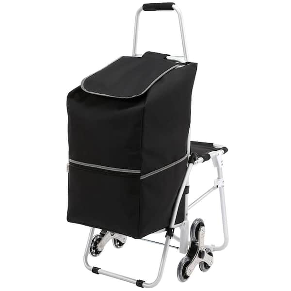 Stair climbing cart, hand truck，220 lbs. load capacity, foldable cart w/ waterproof bag & seat,wheels and padded handle