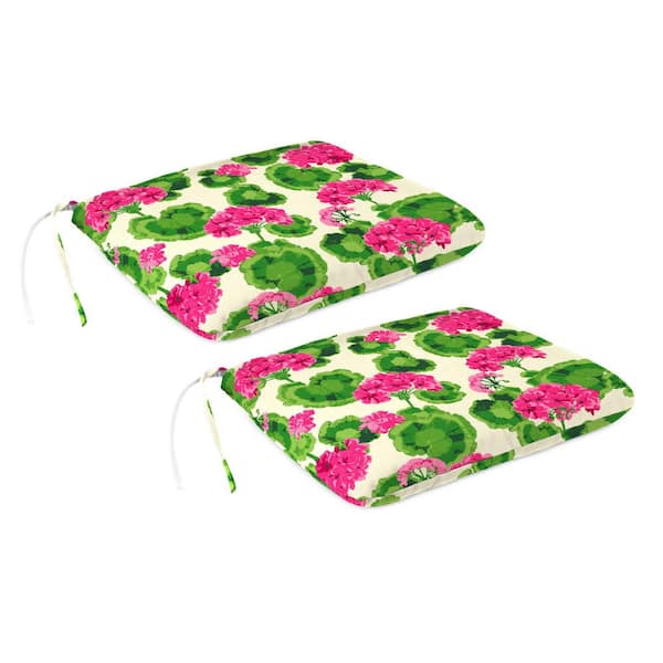 Jordan Manufacturing 20.75 in. W x 20.25 in. D x 3 in. T Square Outdoor Seat Cushion in Geranium Cream (2-Pack)