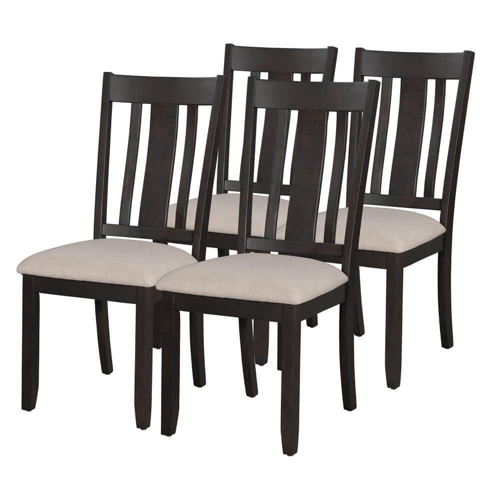 Utopia 4niture Clarise 4-Piece Dark Wood Dining Chairs with Cushions ...