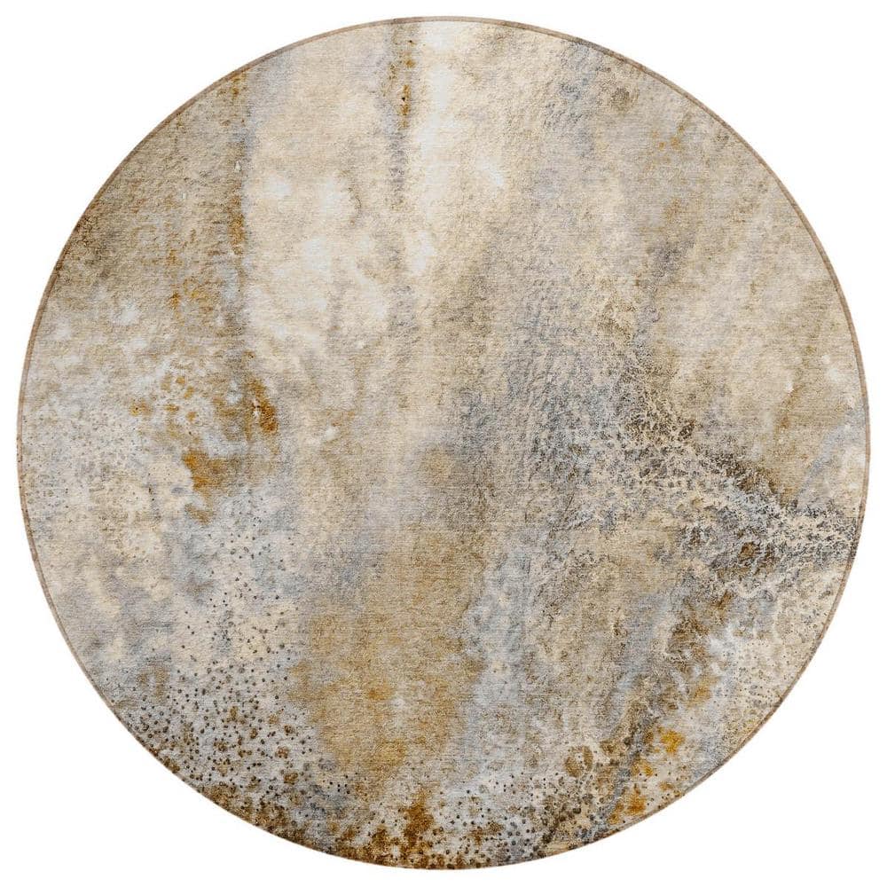 Brown 8 ft. Round Abstract Indoor / Outdoor Area Rug price history on PriceWatchPro