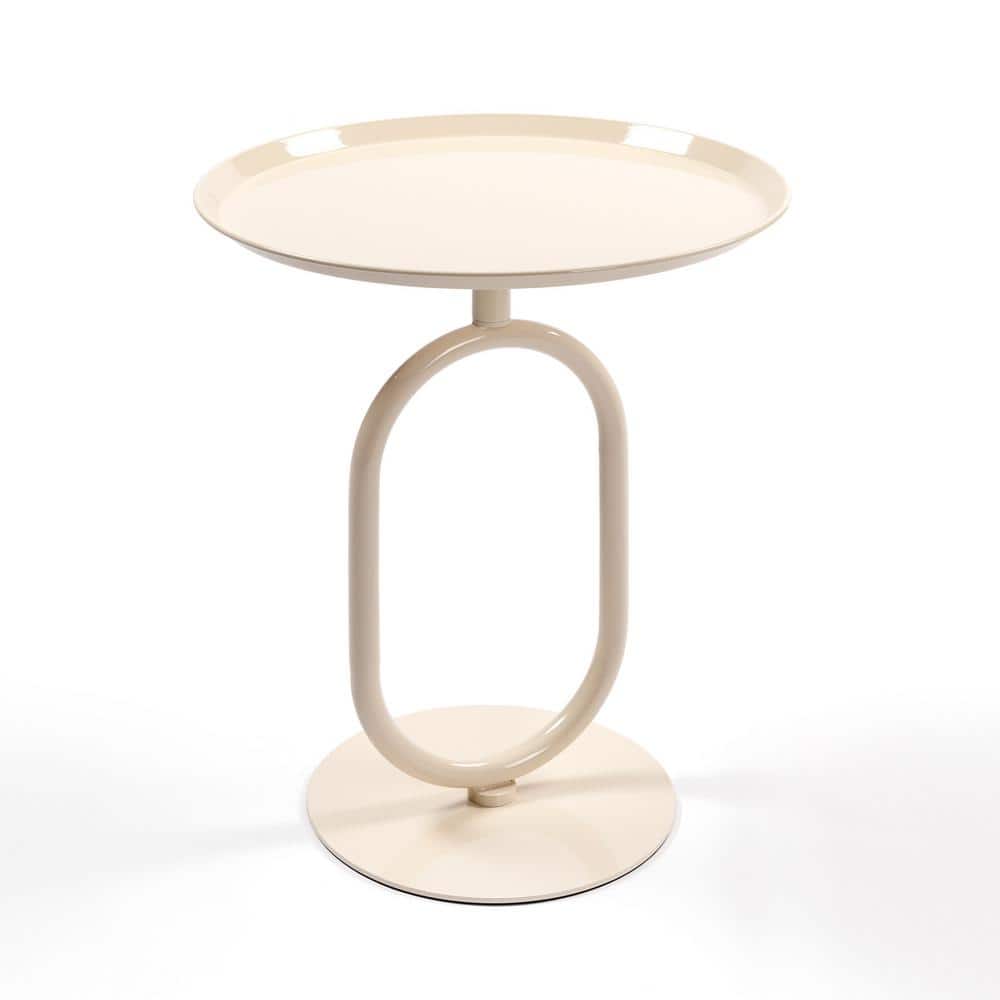 ミニオン【ON-U LIFE】ROUND SIDE TABLE Untyo White Round Side Table, 2-Tier Nightstand End Table