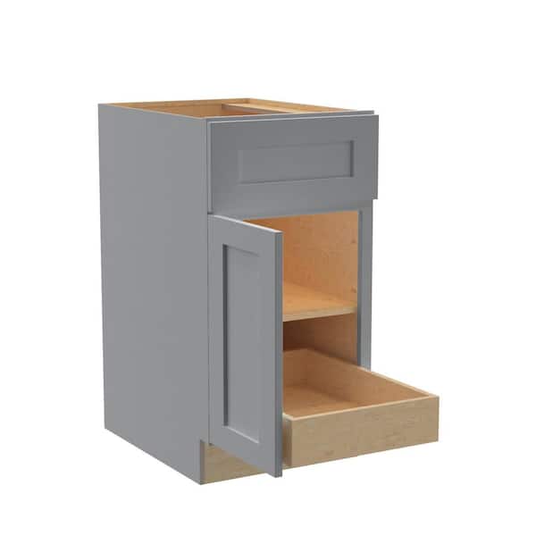 Home Decorators Collection Newport 18 in. W x 24 in. D x 34.5 in. H Assembled Plywood Base Kitchen Cabinet in Pearl Gray with 1ROT Soft Close LH