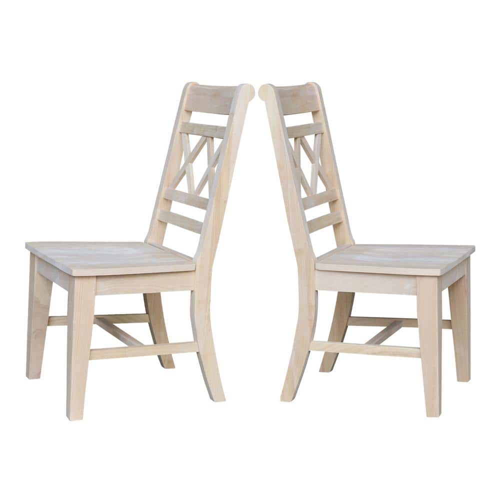 Unfinished Rubberwood High Cross Back Side Chair Set