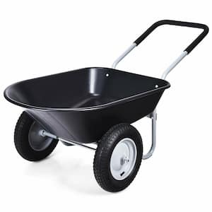 5 cu. ft. Plastic and Steel Black Garden Wheelbarrow, Dolly Utility Cart