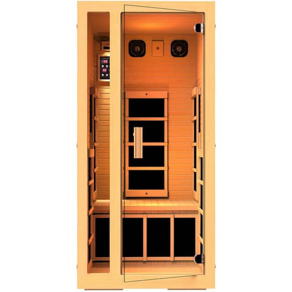 JNH Lifestyles Joyous 1-Person Far Infrared Sauna with 6 Carbon Fiber Heaters Easy Plug-N-Play and LED Lighting