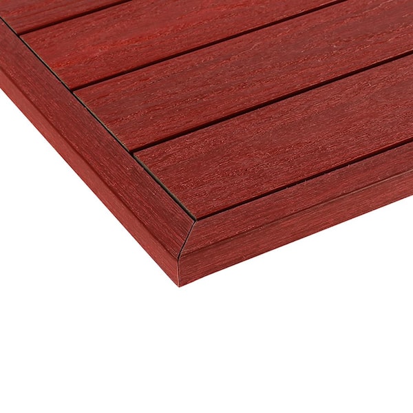 NewTechWood 1/12 ft. x 1 ft. Quick Deck Composite Deck Tile Outside Corner Trim in Swedish Red (2-Pieces/Box)