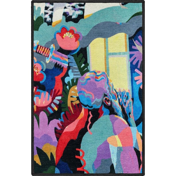 Misha - The Sunday Jungle Home Modern Abstract Multi 2 ft. x 3 ft. Area Rug