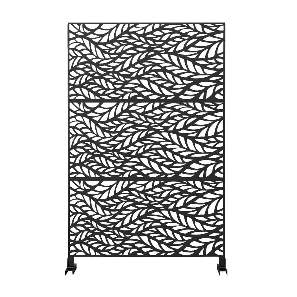 Tunearary 76 in. Black Outdoor Galvanized Steel Garden Fence