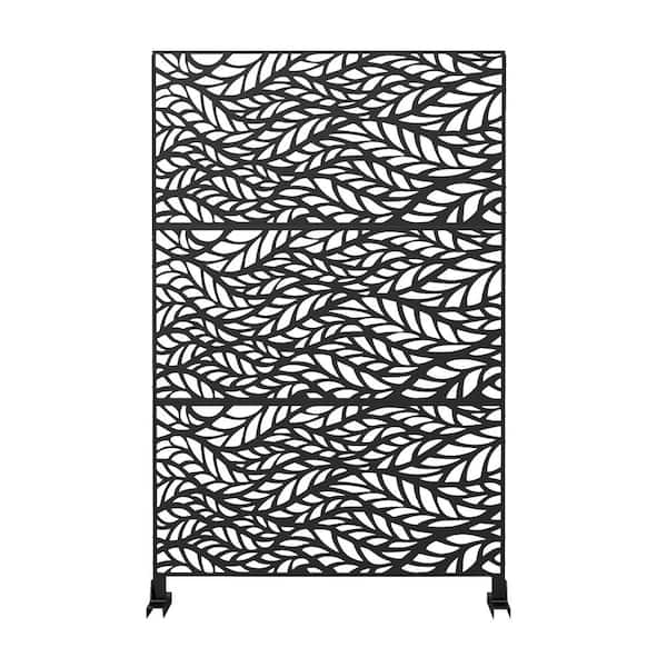 Tunearary 76 in. Black Outdoor Galvanized Steel Garden Fence Freestanding Patio Privacy Screen