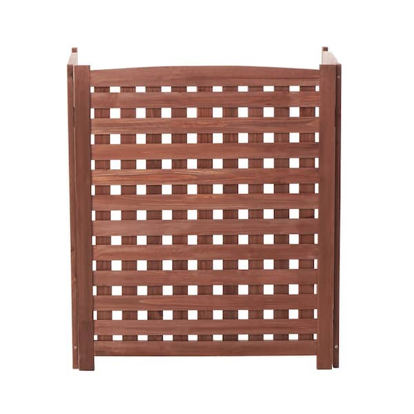 BTMWAY 38.5 in. Brown Cedar Outdoor Garden Fence, 3 Panels Privacy Fence Screen to Hide Air Conditioner Fence, Trash Enclosure