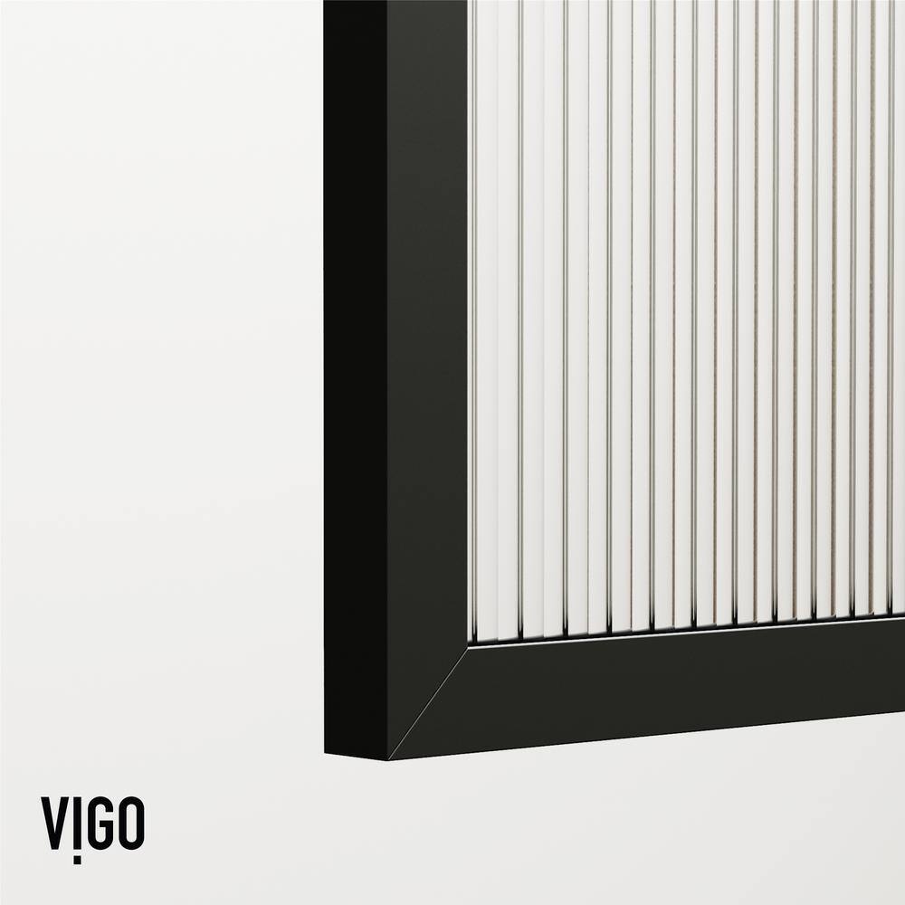 Ventana Matte Black 34" x 74" Framed Shower Screen with Fluted Glass