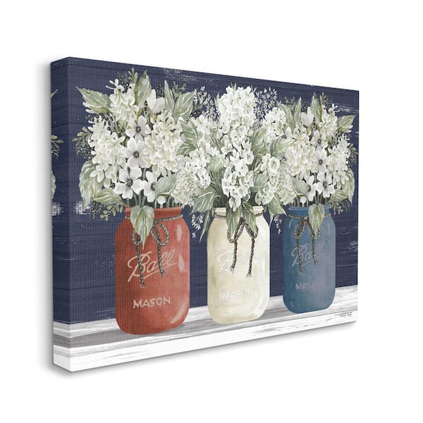 "Americana Floral Bouquets Rustic Flowers Pride" by Cindy Jacobs Unframed Nature Canvas Wall Art Print 36 in. x 48 in.