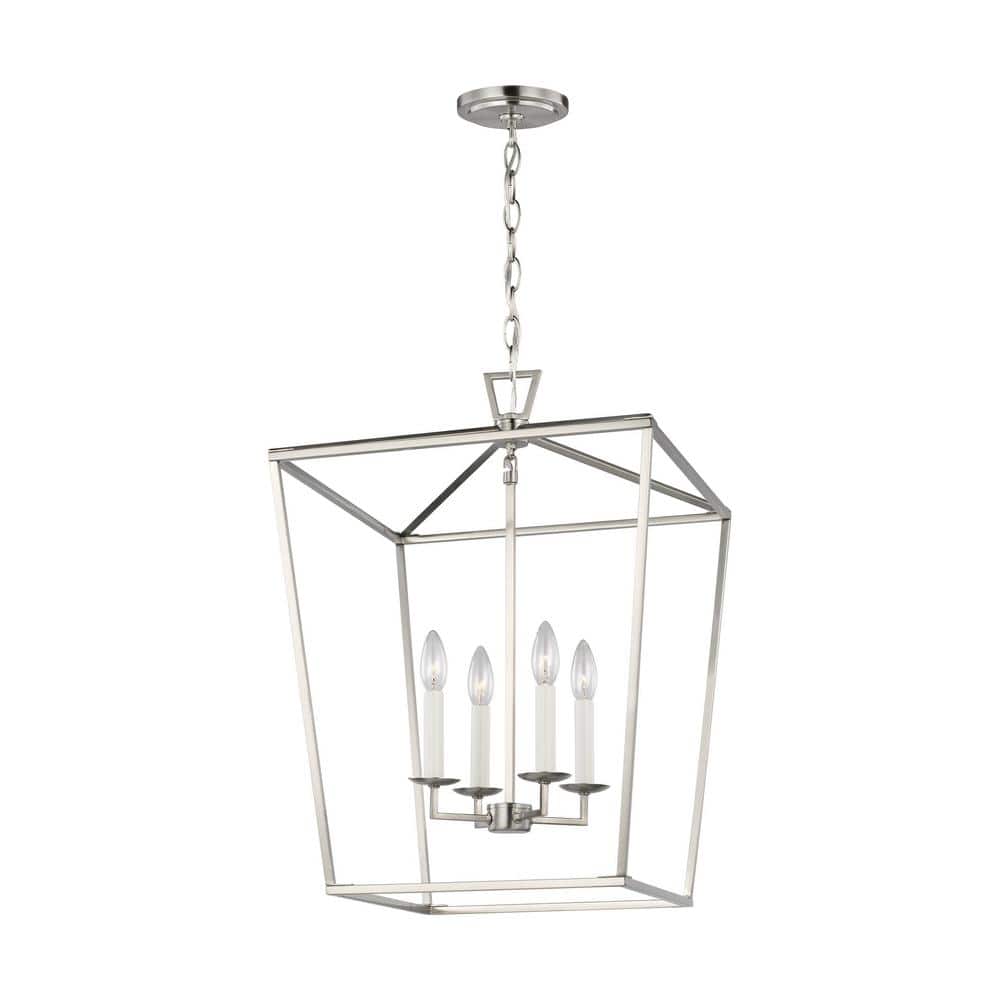 Dianna Brushed Nickel Four Light Lantern with LED Bulbs
