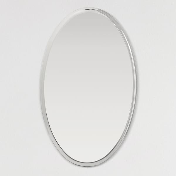 Decor Wonderland 40 in. W x 24 in. H Frameless Oval Bathroom Vanity Mirror in Silver