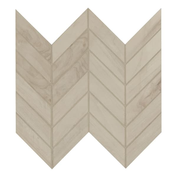 Havenwood Dove Chevron 12 in. x 15 in. x 0.31 in. Matte Porcelain Mesh-Mounted Mosaic Tile (320 sq.ft./Pallet)