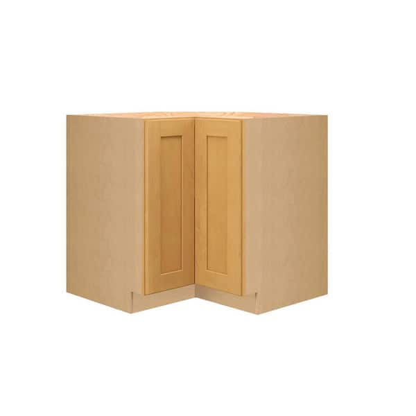 Aberdeen Recessed 33 in. W x 34.5 in. H x 24 in. D Assembled Plywood Corner Lazy Susan Base-Left in Caramel