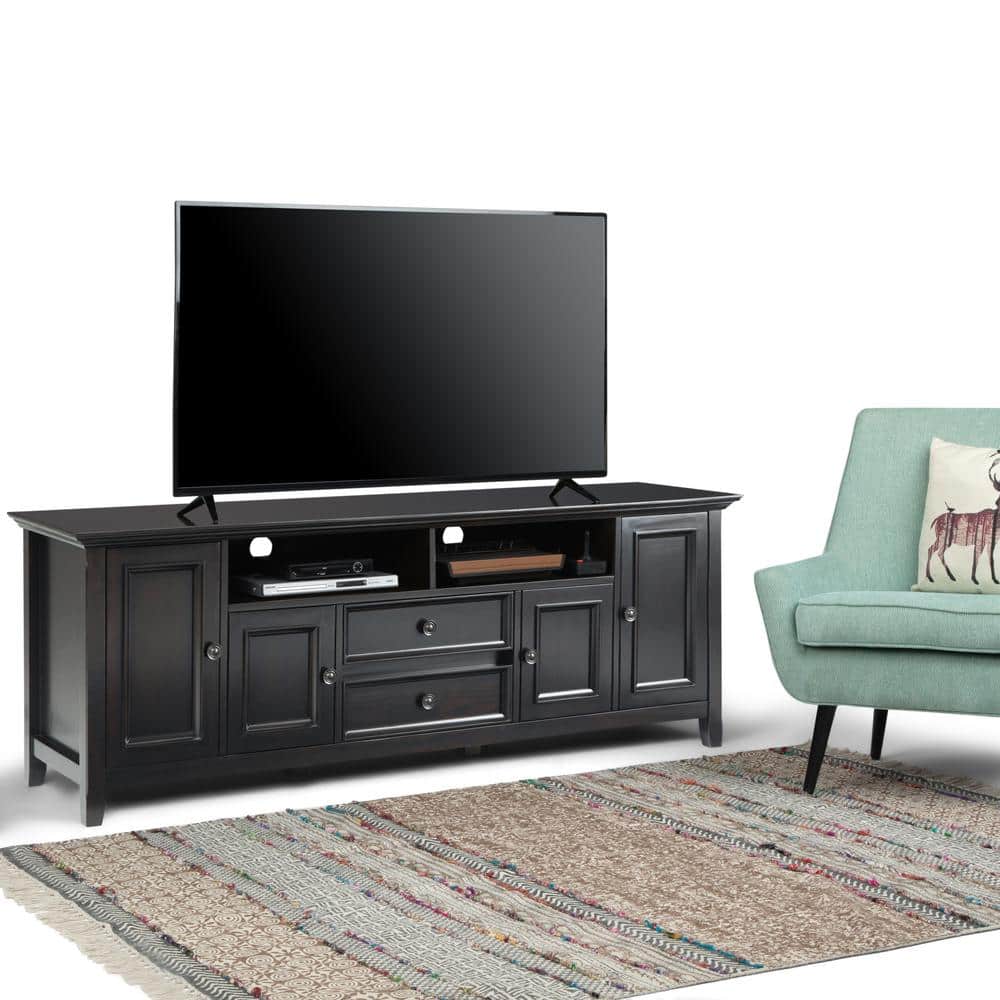 Hickory Brown Solid Wood 72" TV Media Stand with Cabinets