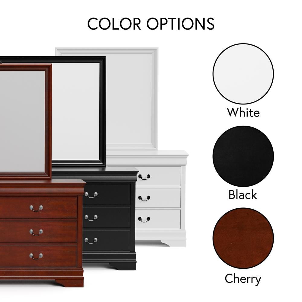 Cherry Wood 6-Drawer Dresser with Mirror and Antique Handles