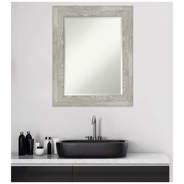 Medium Rectangle Distressed Grey Beveled Glass Modern Mirror (30 in. H x 24 in. W)