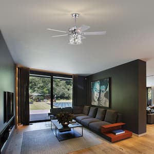 Light Pro 52 in. Indoor Silver Standard Ceiling Fan with Remote Control for Kitchen,Blade Span 24 in.(No bulbs Include)