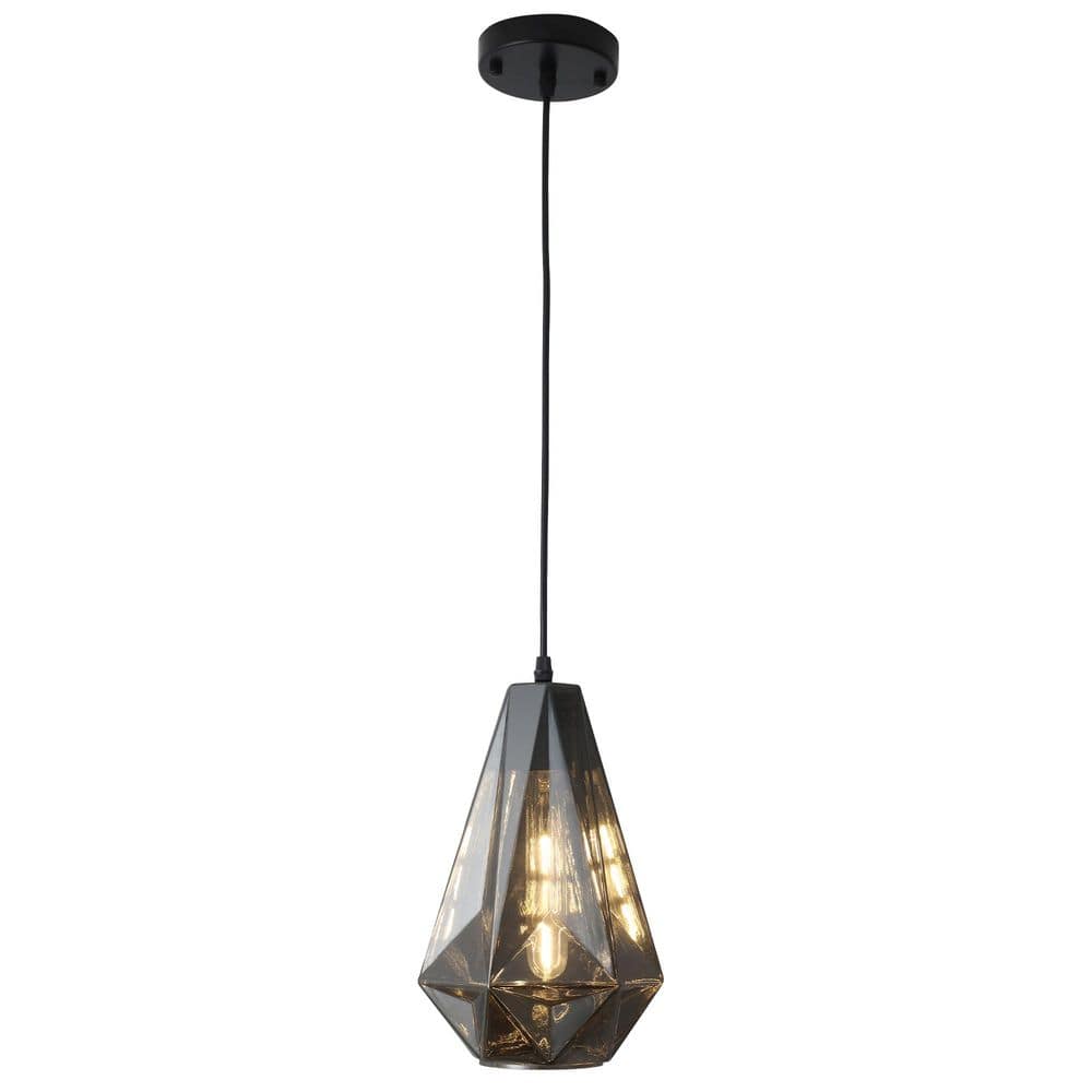 7.7 In. 1-Light Black Pendant Light with Smoke Gray Glass Shade, Farmhouse Industrial Hanging Light for Kitchen Island price history on PriceWatchPro