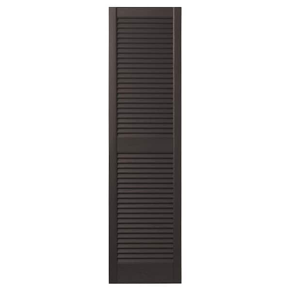 Ply Gem 15 in. x 55 in. Open Louvered Polypropylene Shutters Pair in Brown