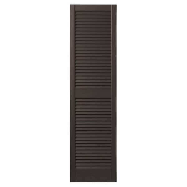 Ply Gem 15 in. x 63 in. Open Louvered Polypropylene Shutters Pair in Brown