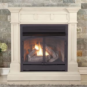 Dual Fuel Ventless Gas Fireplace - 32,000 BTU, T-Stat Control, Antique White Finish