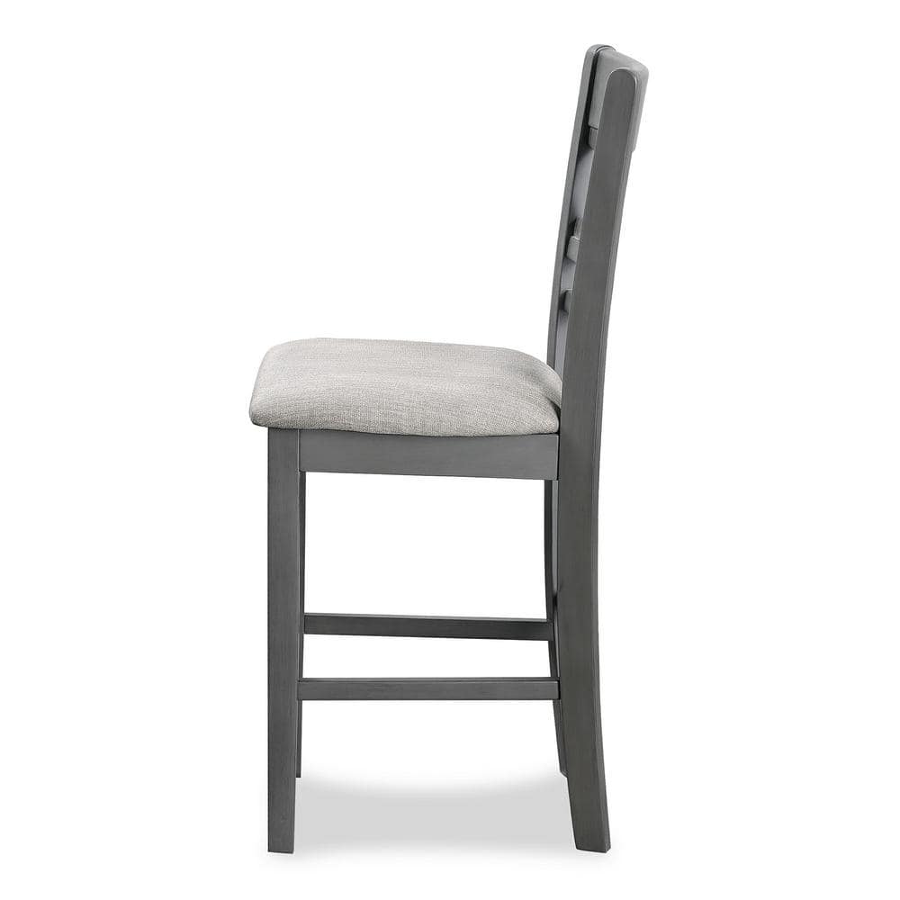 Cori Gray Round Wood Counter Dining Set with 4 Chairs