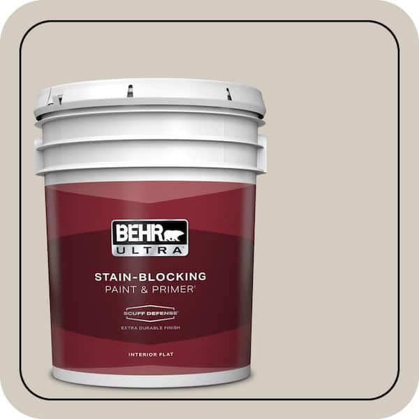BEHR ULTRA 5 gal. #N320-2 Toasty Gray Extra Durable Flat Interior Paint & Primer