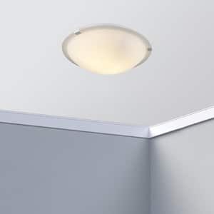 Neptune 15 in. 3-Light White Flush Mount Ceiling Light Fixture with Frosted Glass Shade