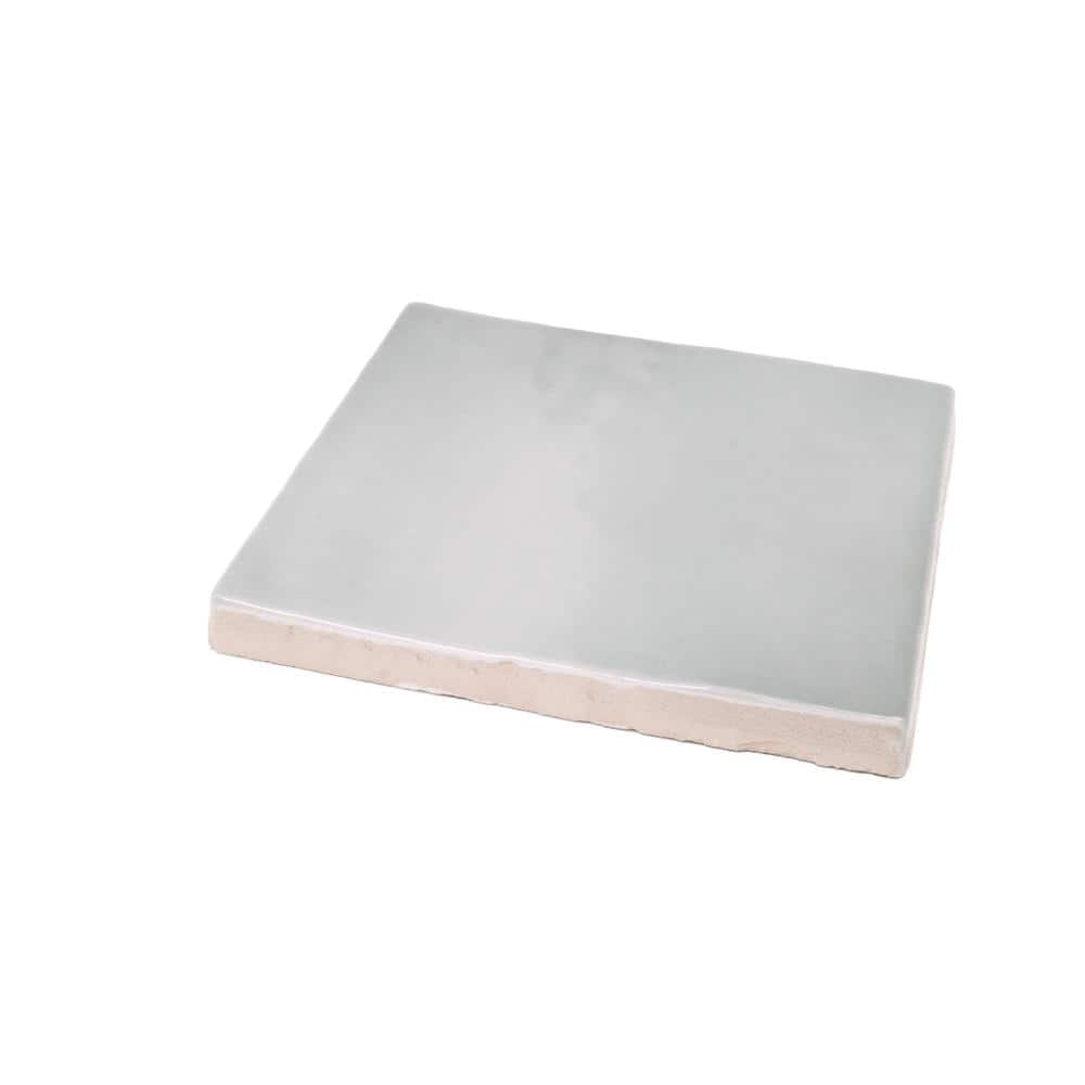 Silken 3.94" Gray Glossy Ceramic Square Wall and Floor Tile