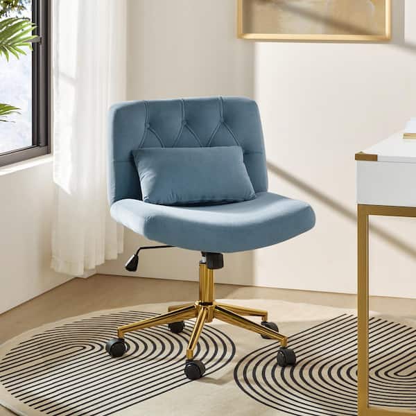 JAYDEN CREATION Norman Blue Modern 23 in. W Polyester Swive and Tilting Office Chair with Pillow