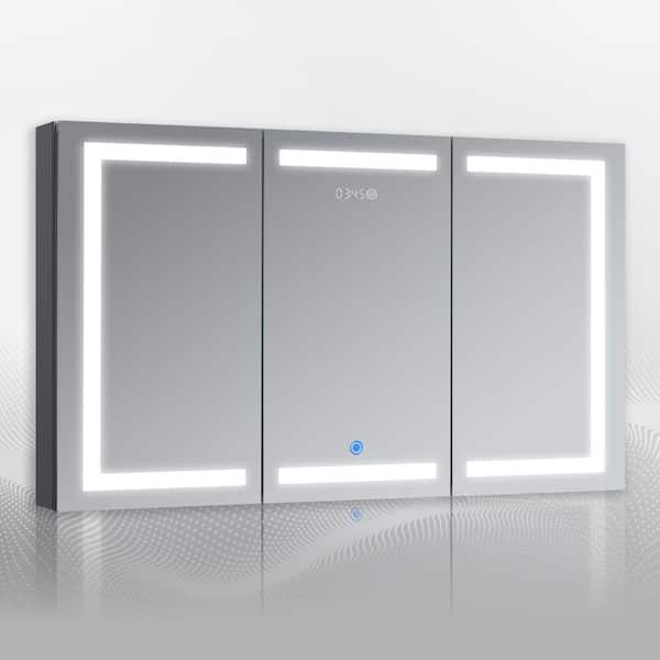 DECADOM Duna 48 in. W x 32 in. H. Rectangular LED Medicine Cabinet with ...