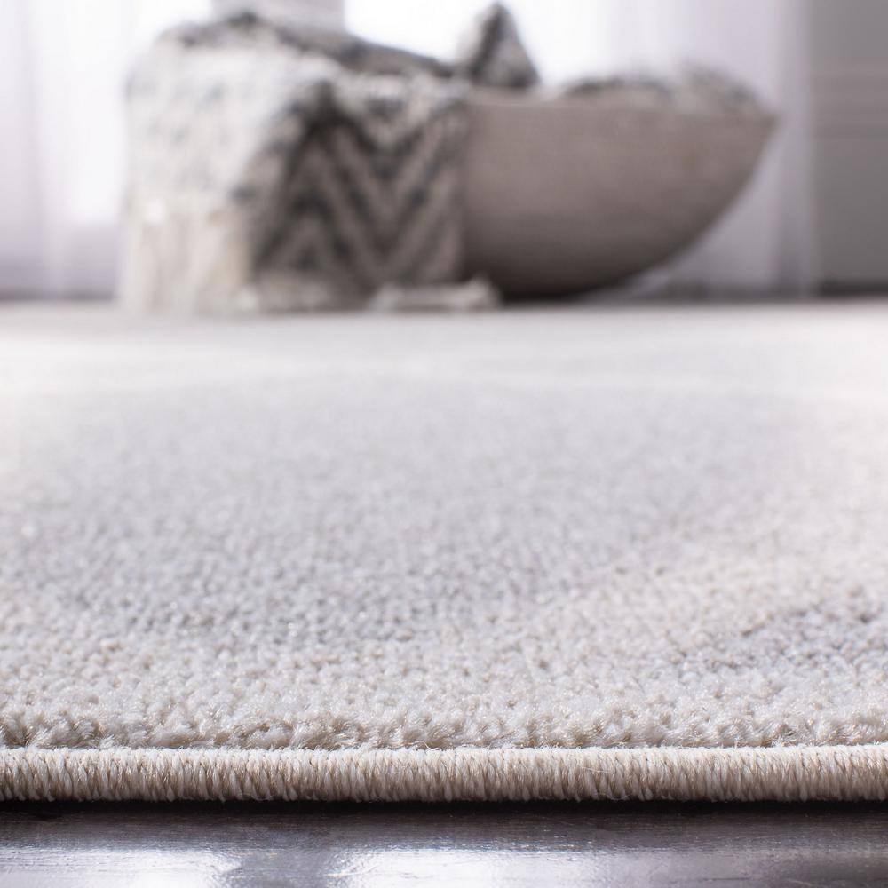 Gray and Beige Rectangular Hand-knotted Synthetic Area Rug 6' x 9'