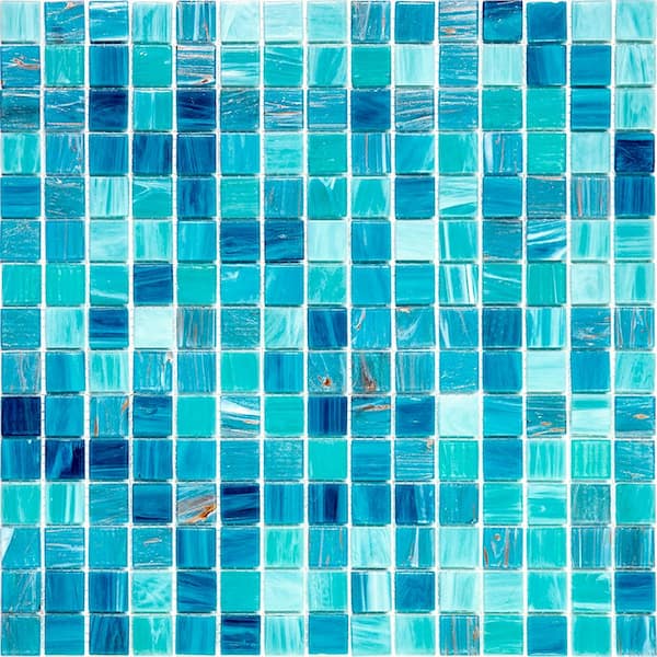 Apollo Tile Mingles 12 in. x 12 in. Glossy Turquoise Green Glass Mosaic Wall and Floor Tile (20 sq. ft./case) (20-pack)