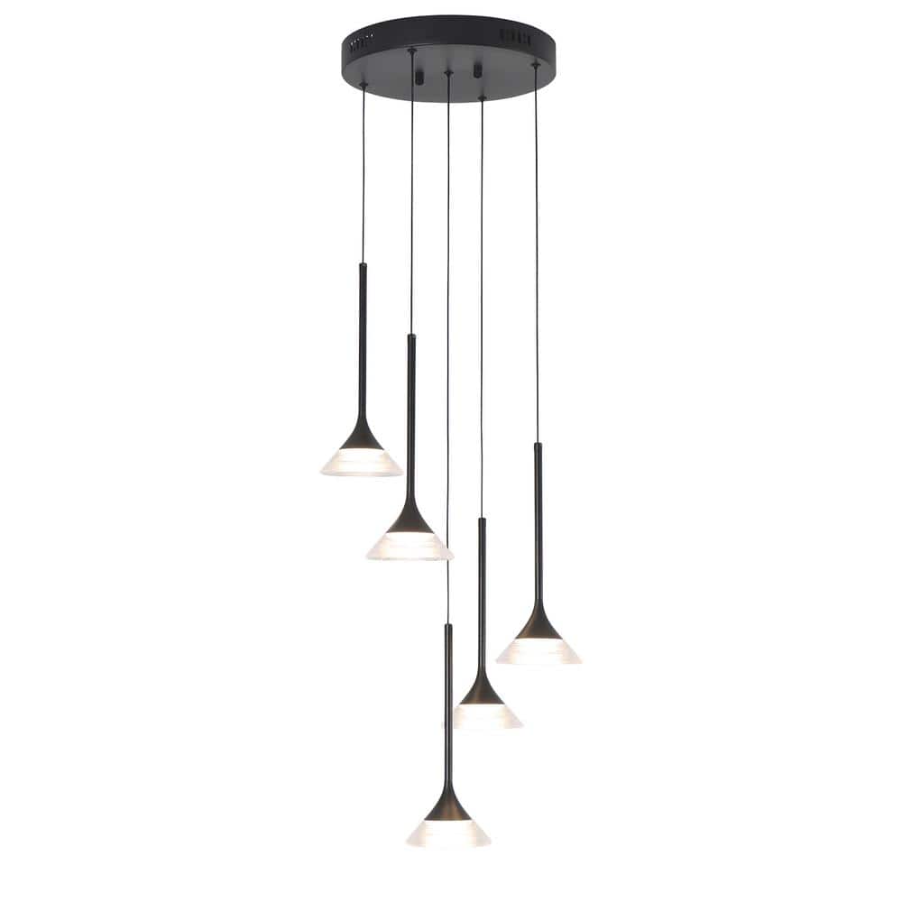 5 Lights Integrated LED Dimmable Black Chandelier for Dining Living Room,3000K Warm Light, 11.8 in. D 80 in. H price history on PriceWatchPro