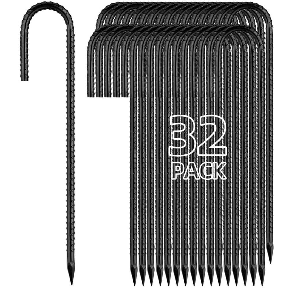 12 in. J Hook Black Metal Steel Rebar Stakes (32-Pack), Heavy Duty Galvanized Chain Link Fence Stakes, Metal Tent Stakes price history on PriceWatchPro