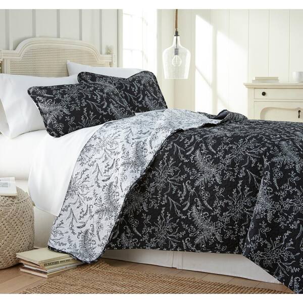 Southshore Fine Linens Winter Brush Reversible Black 2-Piece Twin