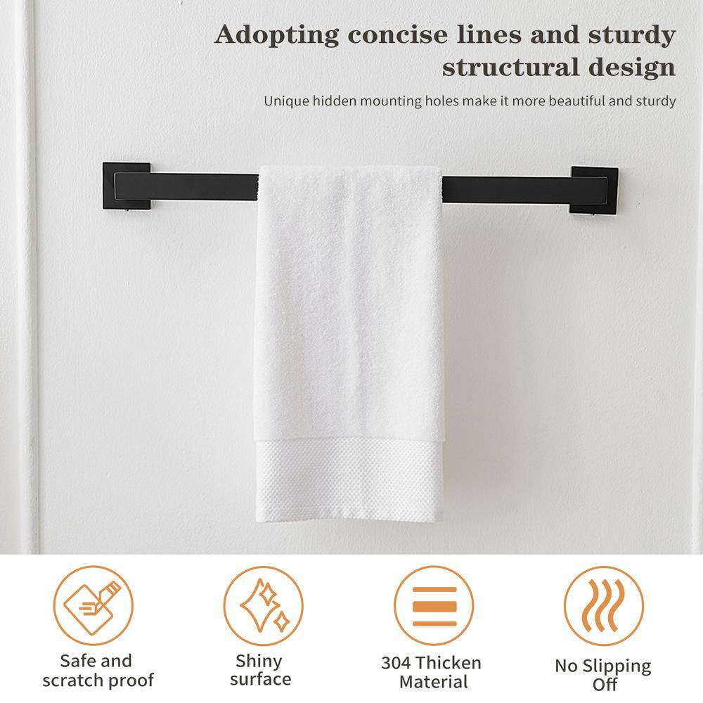 Matte Black Stainless Steel 5-Piece Bathroom Hardware Set
